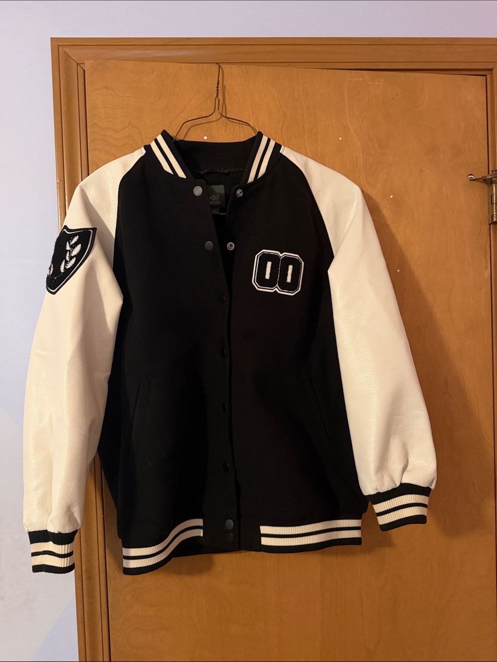 Black & White Varsity Jacket Top